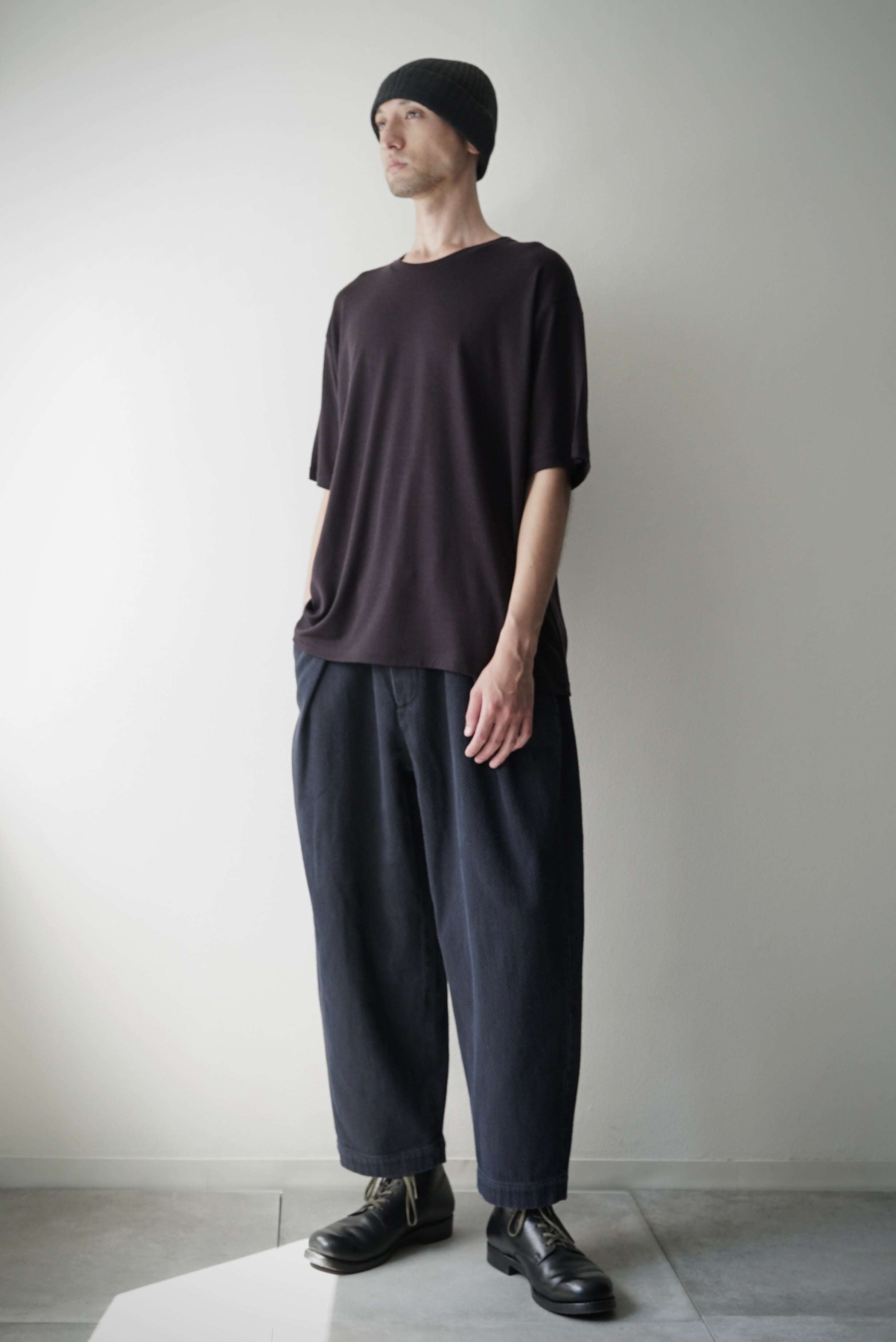 DENIMIO | 245PT08 Sashiko / W-Tuck Pants (SUMI+INDIGO)