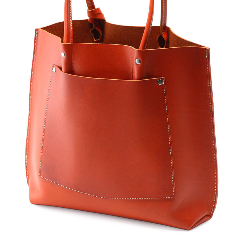 Red tote bag leather top