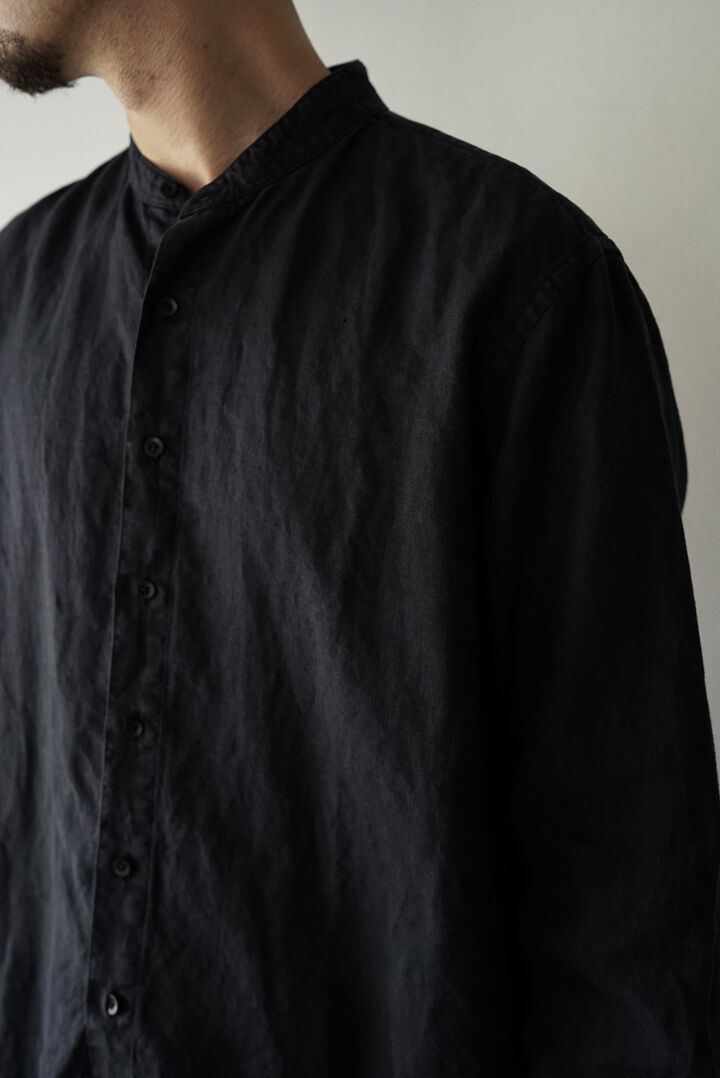 241SH08 ND-Linen Poplin / Granpa Shirts,LOGWOOD BLACK, medium image number 4