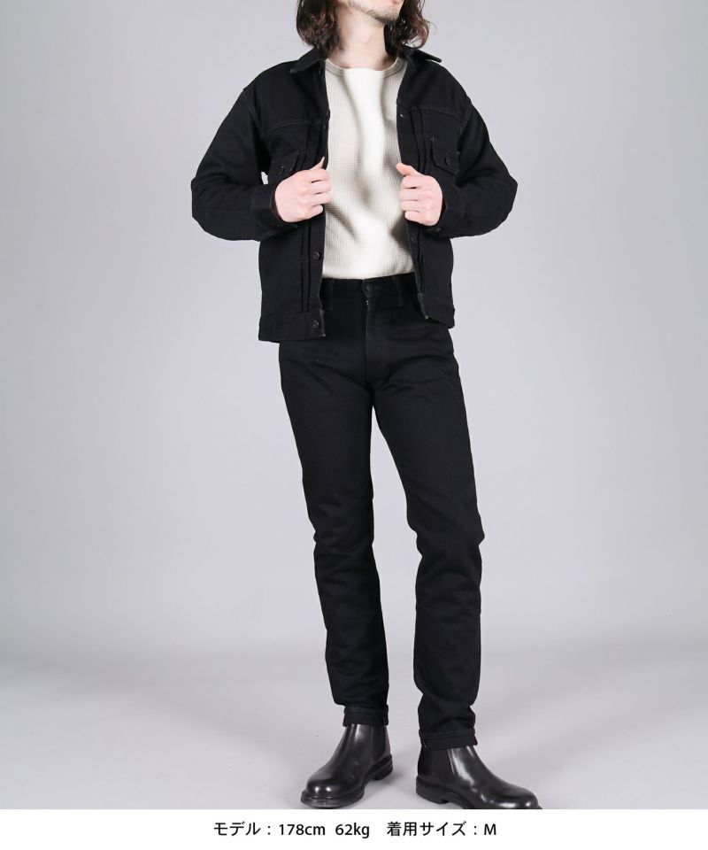 DENIMIO MXGJ1108 BLACK x BLACK DOUBLE POCKET JACKET