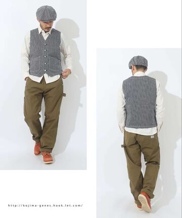 RNB-568N Basic Work Vest (INDIGO,HICKORY),HICKORY, small image number 2