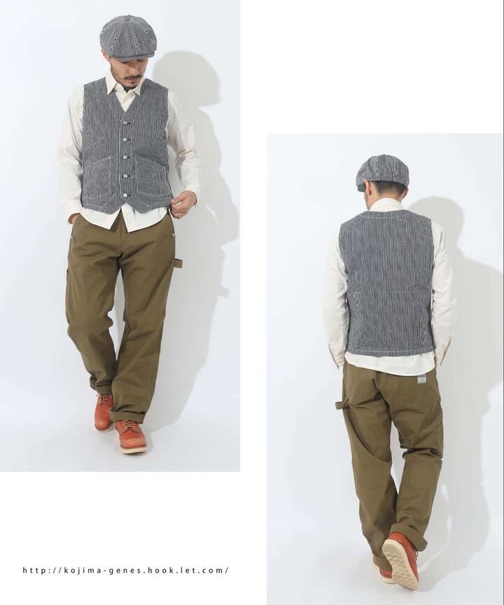RNB-568N Basic Work Vest (INDIGO,HICKORY),HICKORY, medium image number 2