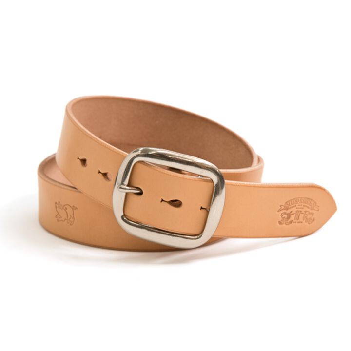 B-82 BENDS LEATHER engraved belt (natural),, medium