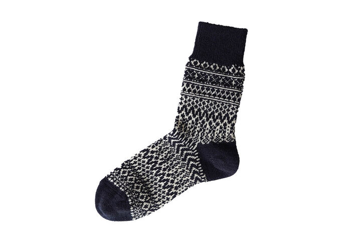 NK0120 Wool Jacquard Socks (Oatmeal,Navy, Grey,Red,Khaki)-RED-M