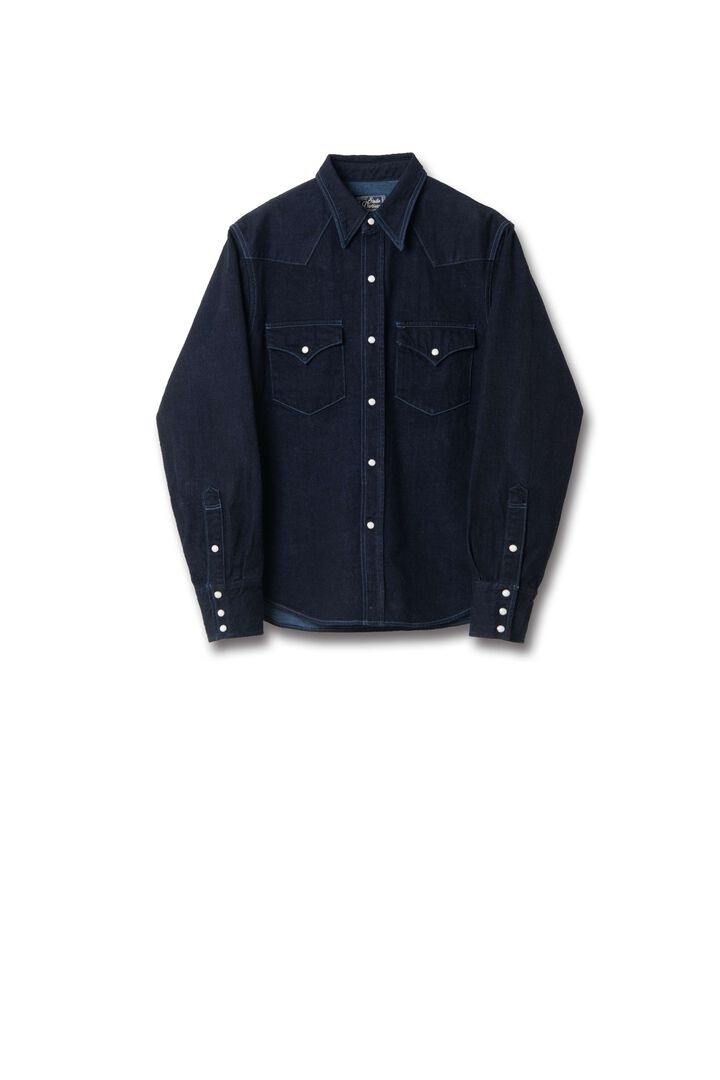 【Pre-Order】D5744 12oz KYOTO AQUA INDIGO Western Denim Shirts,, medium
