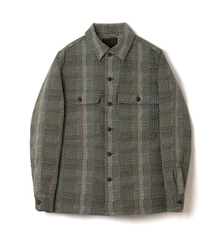 5718 Noragi ARMY Sashiko Long Sleeve Shirts,, medium