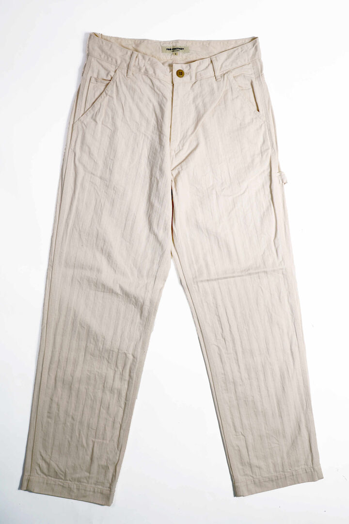 F0485  HERRINGBONE PAINTER PANTS (66 ECRU) WIDE TAPERED,, medium image number 1