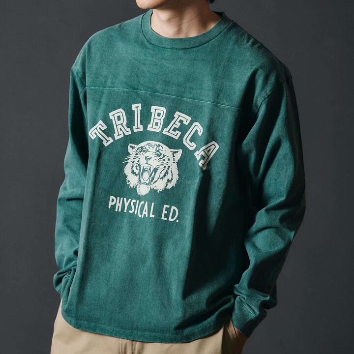 BR-25341 Pigment Dye 14/- GOAT L/S FOOTBALL T-shirt 【TRIBECA】,, medium