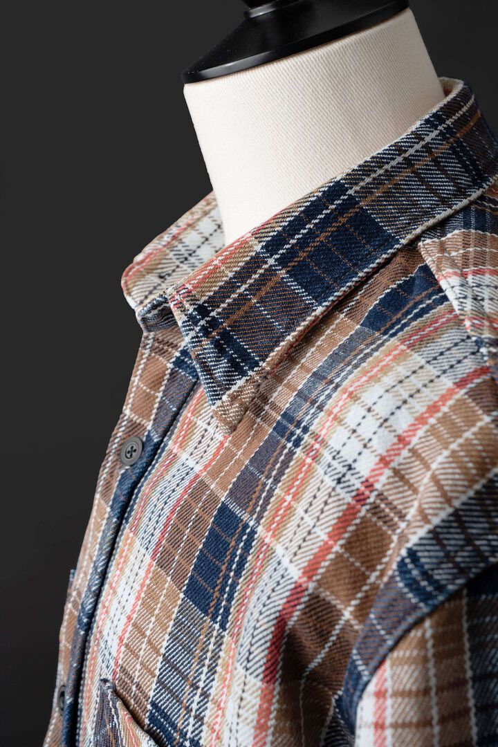 MS001G (BLC) INDIGO CHECK FLANNEL SHIRT,BLUE, medium image number 16