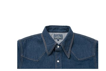 D5701 12.8oz Natural Indigo Denim Western Shirts -One Wash-46,, small image number 2