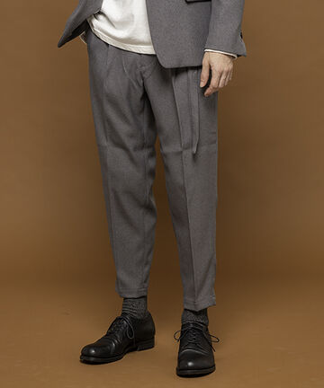 M-19101 / RETRO POLYESTER TWILL / BELTED WIDE TAPERED PANTS,GRAY, small image number 13