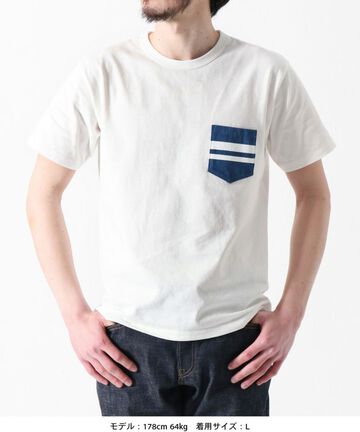 MZTS0003 ZIMBABWE COTTON DENIMPOCKET S/S T-SHIRTS,WHITE, small image number 3