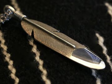 13AH-113 Large Feather Necklace -tarnish-,, small image number 1