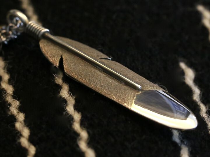 13AH-113 Large Feather Necklace -tarnish-,, medium image number 1