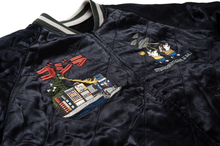 GZ-013 GODZILLA GREAT MONSTER WAR Souvenir Jacket,BLACK x BLACK, medium image number 8