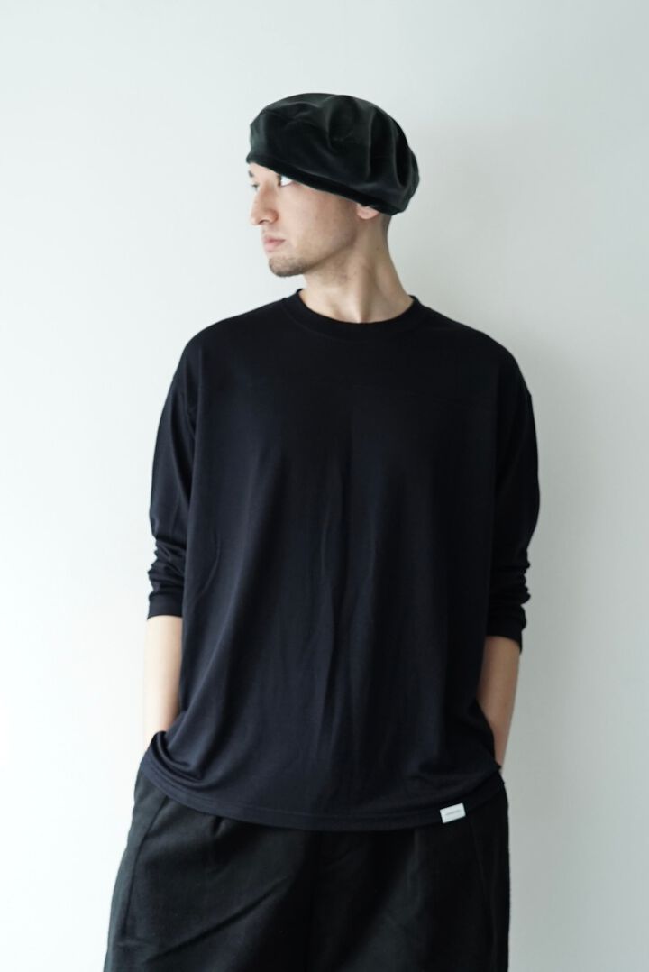 【CAPERTICA】CAP707CS14 Super140s Washable Wool DC_jersey / L/S FootBall Tee,MIDNIGHT, medium image number 1