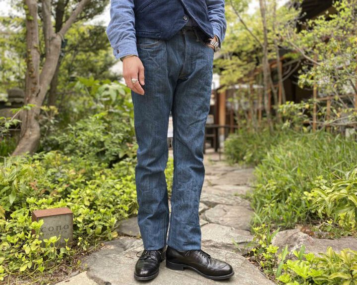 GZ-1917S3 13oz Nippon Cotton Organic Cotton Slim Straight Jeans (INDIGO
 KAKI)