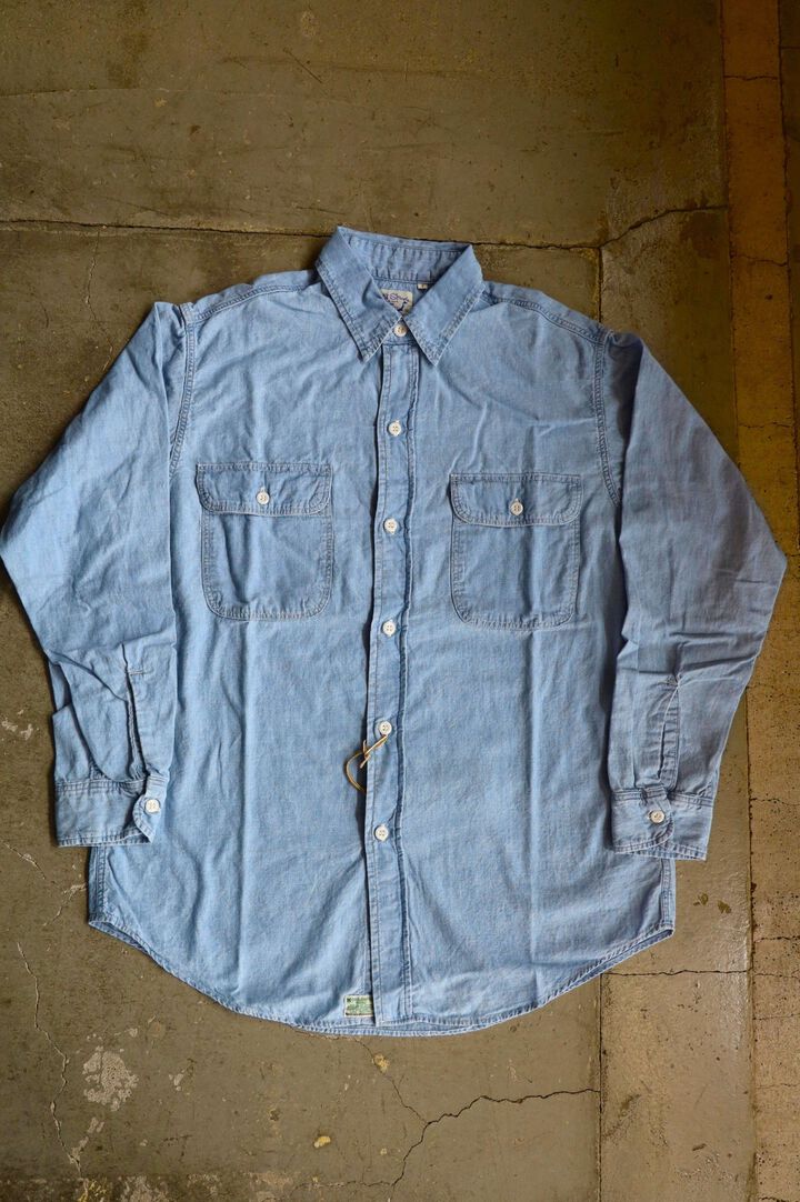 01-8064 Chambray Work Shirt (99 Bleached),, medium