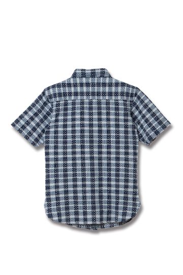 【Pre-Order】5738 INDIGO NORAGI SASHIKO Short Sleeve Work Shirts,INDIGO, small image number 1