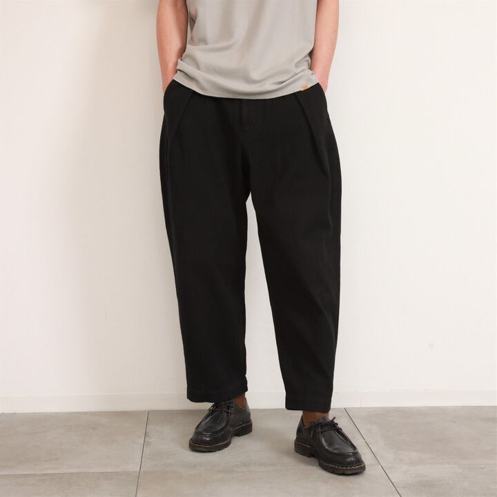 182PT02 Sashiko W-Tuck Pants（BLACK）-BLACK-L,BLACK, medium image number 8