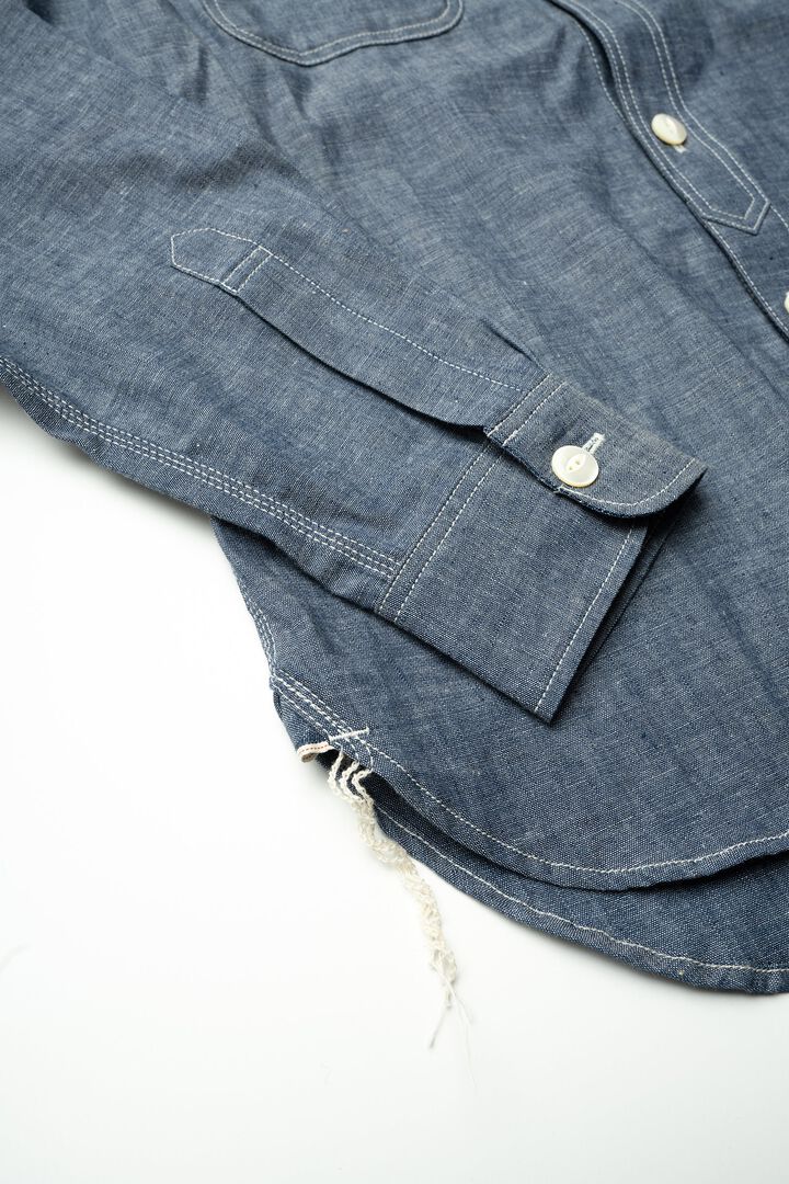 MS003R SELVEDGE CHAMBRAY SHIRT,NATURAL, medium image number 2