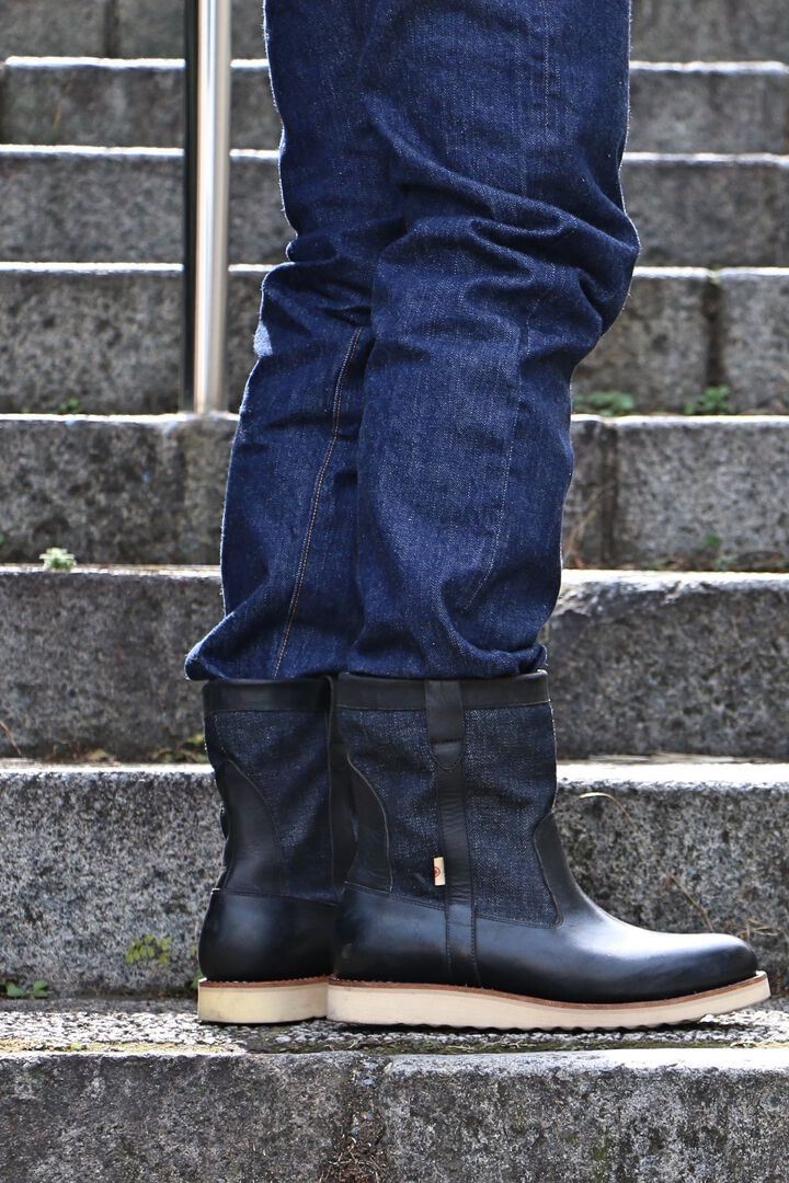 MD-019 Momotaro Jeans Denim Farmer Boots (Black),, medium image number 12