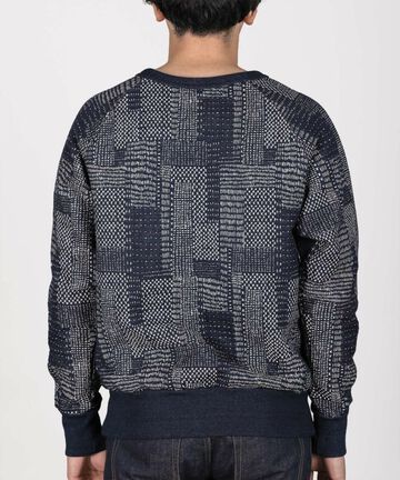 JBKN1003 "SASHIKO" like Sweatershirts,INDIGO, small image number 2