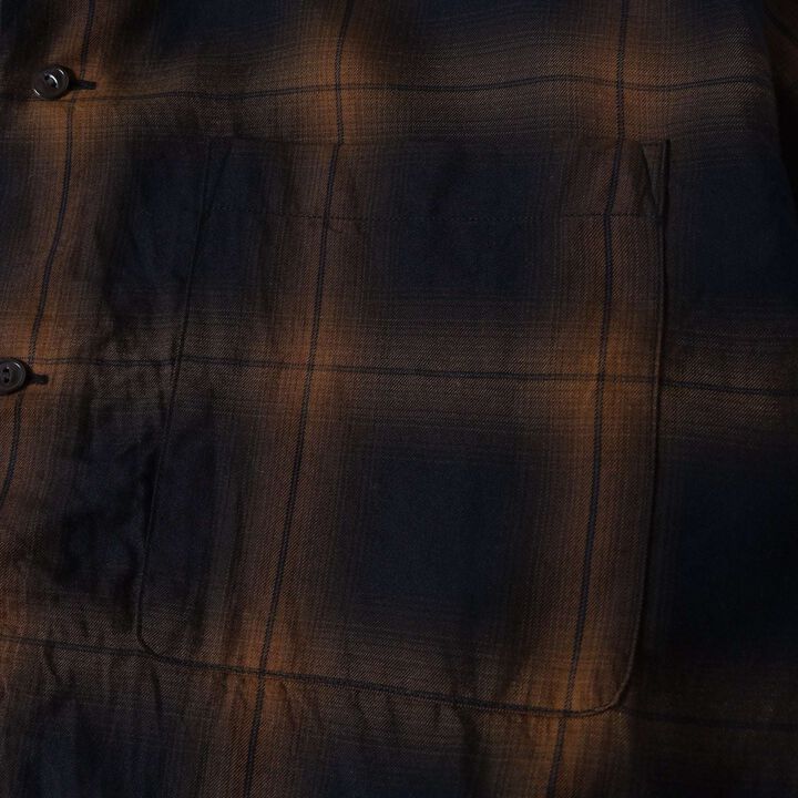 BR-25219 OMBRE CHECK S/S SHIRTS,BROWN, medium image number 4
