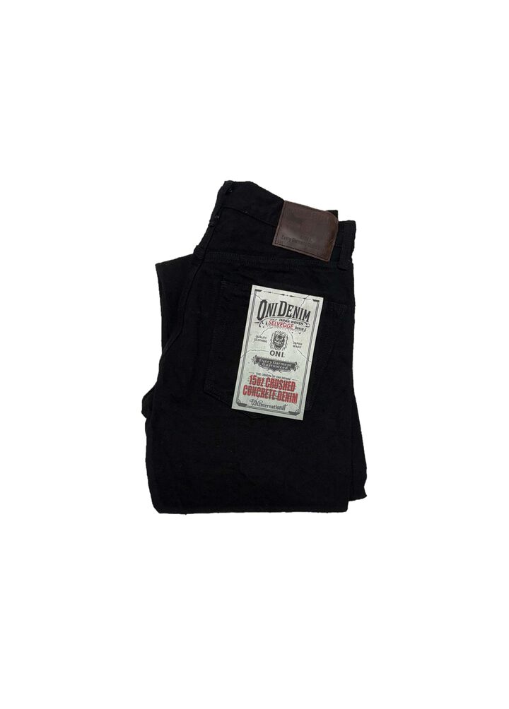 ONI288CCD-BKBK 15oz Crushed Concrete Denim Black x Black Kabuki Selvedge  Regular Straight,, medium