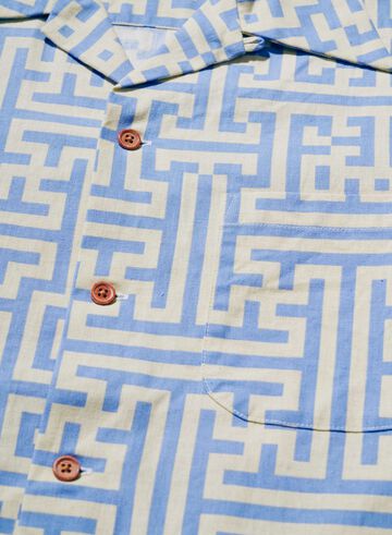 SSA26-02 Geometric Pattern Aloha Shirt,NAVY, small image number 5