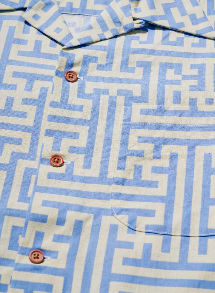 SSA26-02 Geometric Pattern Aloha Shirt,NAVY, medium image number 5