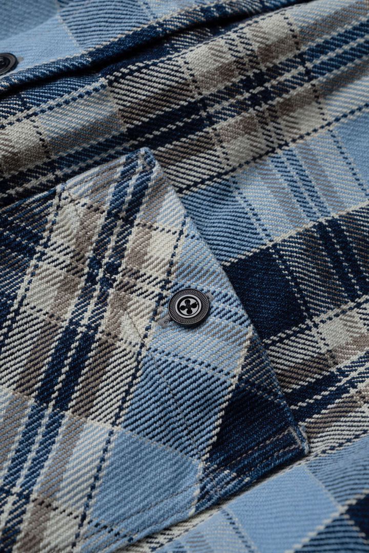 MS001G (BLC) INDIGO CHECK FLANNEL SHIRT,BLUE, medium image number 9