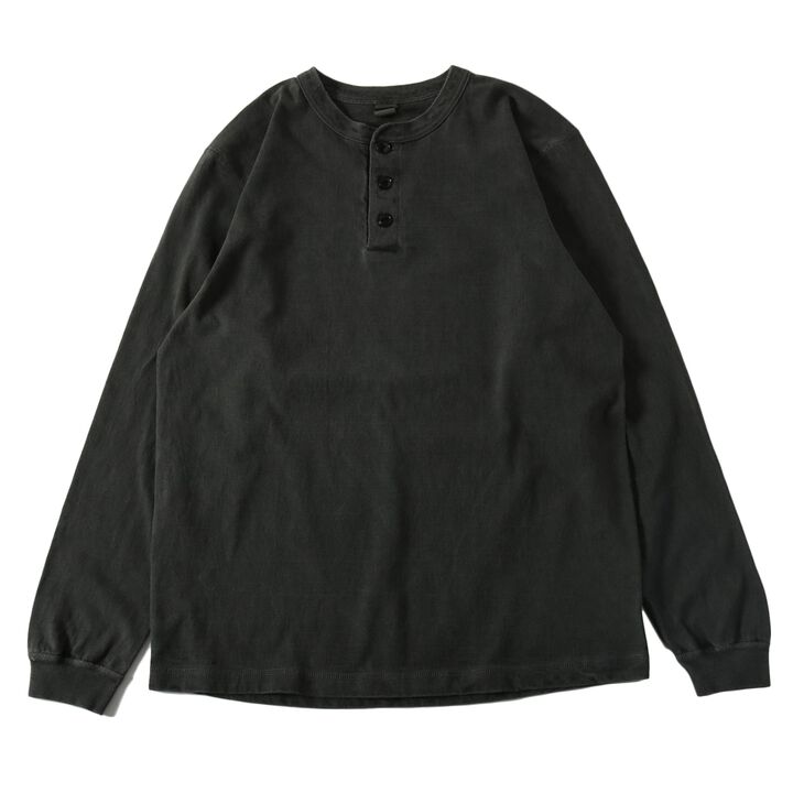 BR-3044PG COZUN LONG SLEEVES HENLEY PG T (Pigment),BLACK, medium image number 0