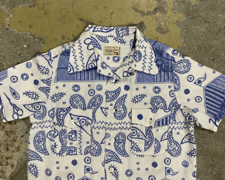 GZ-OPCBN-0404 open collar S/S shirts bandana pattern BL-BLUE-S,BLUE, medium image number 2