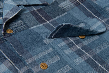 5747 NORAGI PATCHWORK Shirt,BLUE, small image number 5