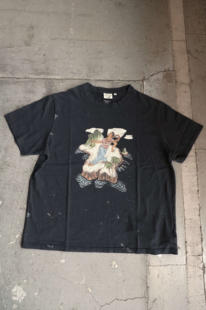 01-0118HD-61 VINTAGE FADE HAWAIIAN GRAPHIC T-SHIRT,, medium