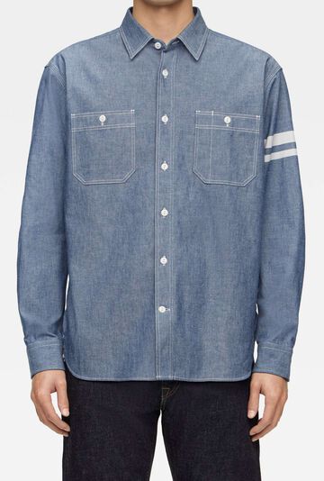 MMLS3000 TRIPLE STITCH L/S CHAMBRAY SHIRT(TWO STRIPES),INDIGO, small image number 0