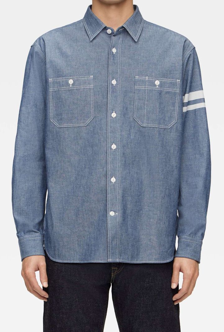 MMLS3000 TRIPLE STITCH L/S CHAMBRAY SHIRT(TWO STRIPES),, medium