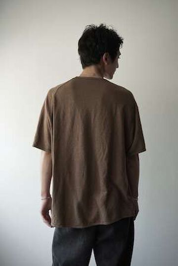 【CAPERTICA】CAP708CS04-ND Natural Dyed Linen Heavy Jersey / Asymmetry Tee,KAKISHIBU, small image number 1