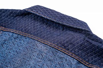 GZ-ENGJ-0609 Embossed Denim Patchwork Jacket,INDIGO, small image number 4