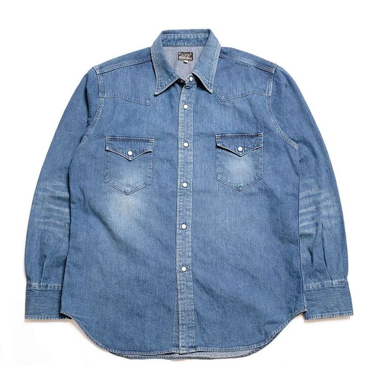 HBP-301WS-MU 8oz Denim Western Shirt - Mid Used,, medium