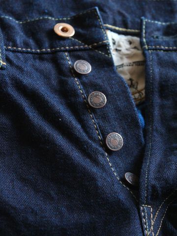 DE004 denimio collab. original cobalt blue selvedge 14oz  slim tapered,, small image number 9