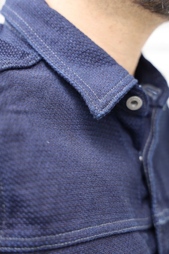 ONI-02100-ID Sashiko-like Indigo x Indigo Dobby Shirt Jacket-38,, medium image number 7