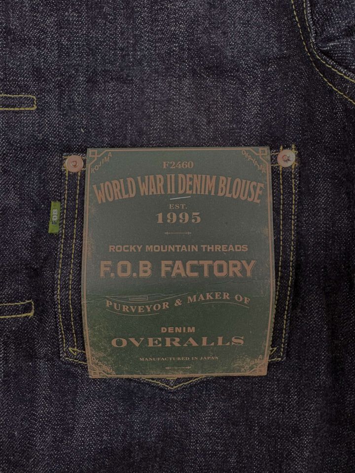 F2460 14OZ WW II DENIM BLOUSE CAMEROON COTTON  ROCKY SELVEDGE,, medium image number 8