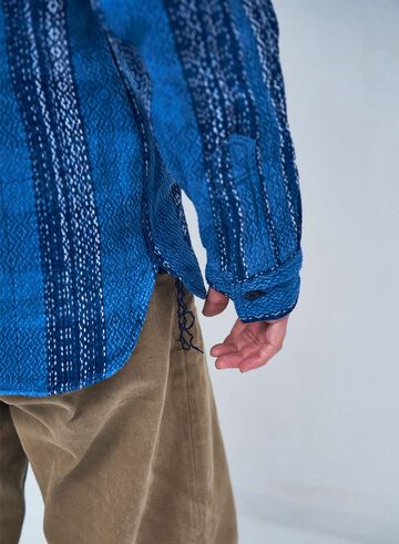 SKN24-01 Indigo Kase Dyeing "Amegasuri" Shirt Flannel Shirt,, small image number 1