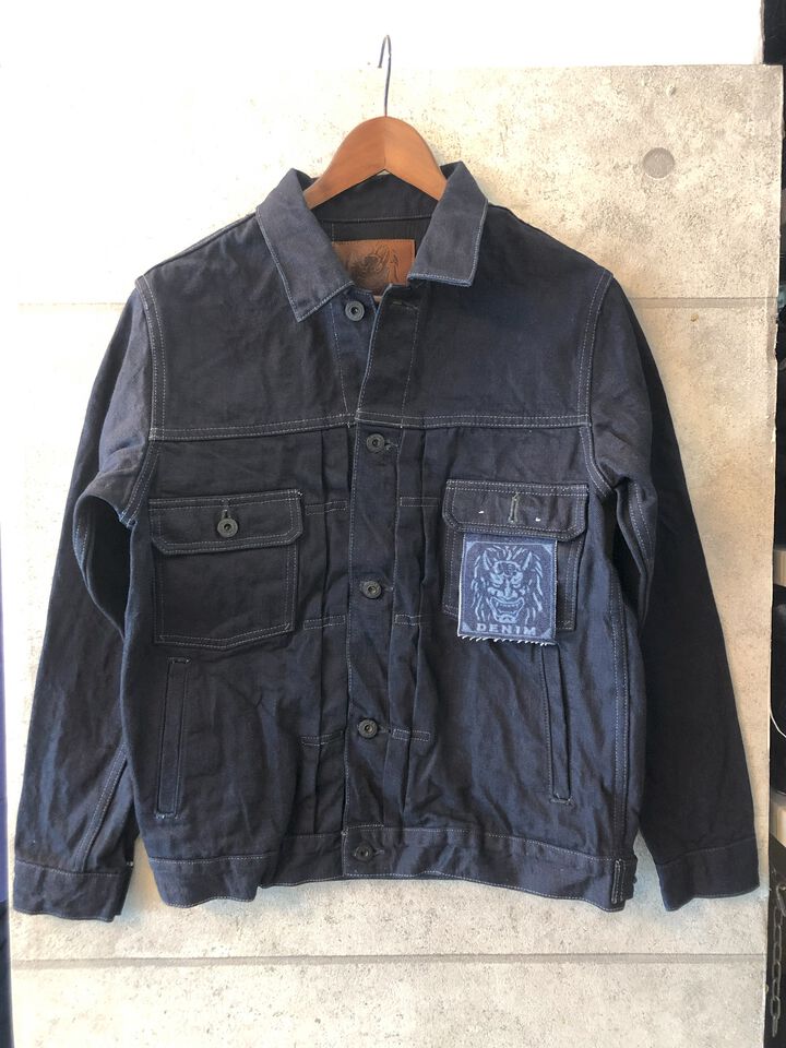 ONI02516-14BLK 14oz Oni Denim (Weft: Black) 2nd Type Jacket with handwarmers,, medium image number 0