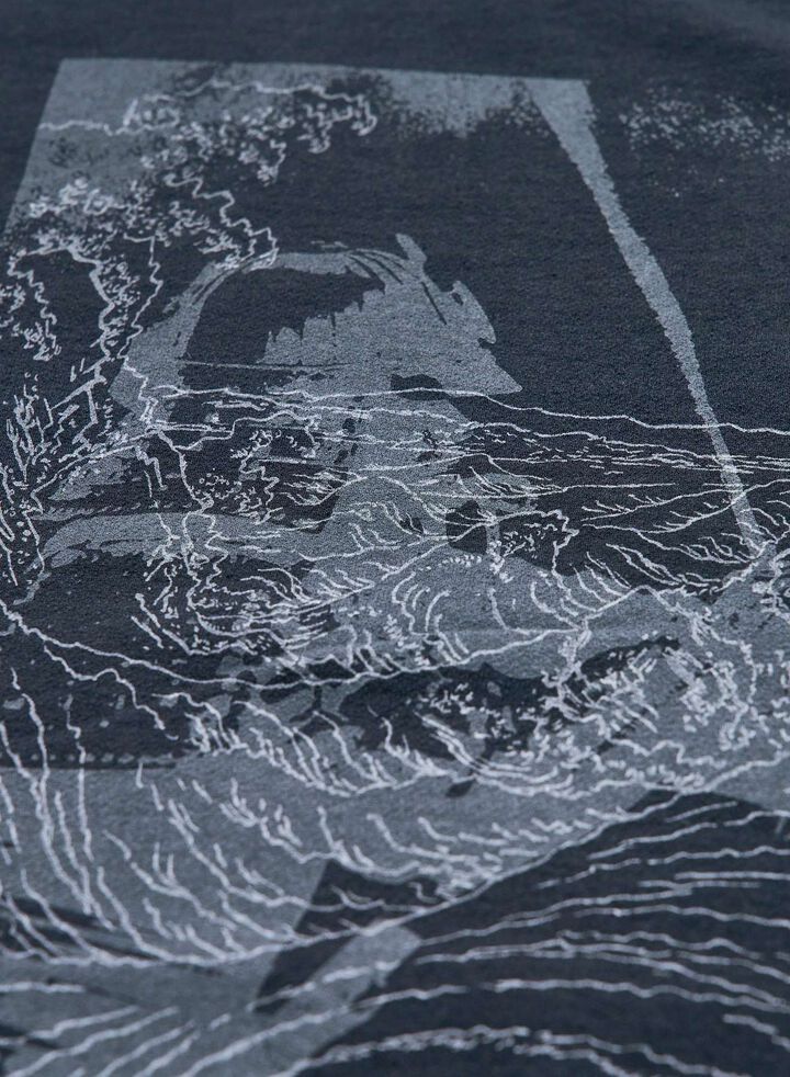 SJST25-106 "RASEN" INLAY LOOPWHEEL T-SHIRT,BLACK, medium image number 3