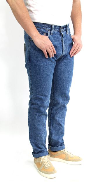 YU9983STHT 16.5oz Natural Indigo "Yurai" Stone Wash High Rise Tapered Jeans-One Washed-38,, small image number 4