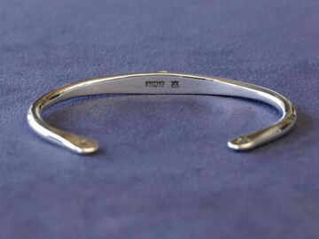 HYO-303 4mm Hammered Silver Bangle（Smile）,, small image number 2