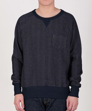 JBKN1004 Sweatershirts Herringbone Tweed Denim,INDIGO, small image number 0